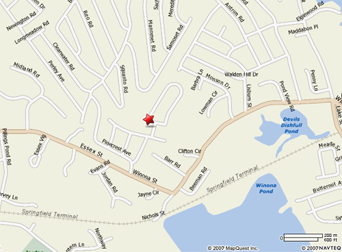 Map to 11 Jennings Circle Peabody, MA